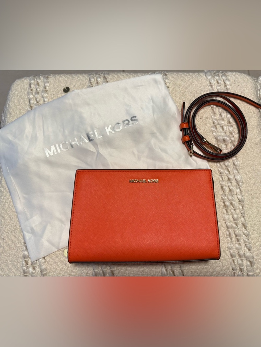 Michael Kors Orange Saffiano Leather Crossbody Bag